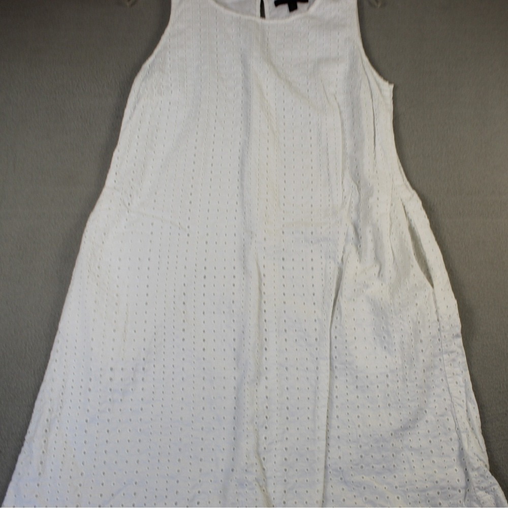 Banana Republic Eyelet Shift Dress Womens 10 White Excellent Cotton Sleeveless - Picture 11 of 11
